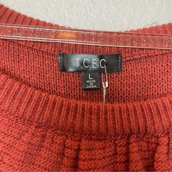 BNWT! TCEC Gretchen Off the Shoulder Ruffle Sweater in Brick Size L - Picture 7 of 8